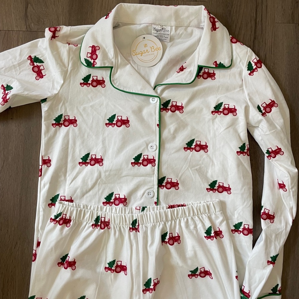 Button down- Christmas Tractor Holiday Lounge